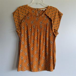 Ann Taylor Loft Floral Short Sleeve L